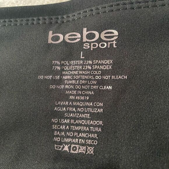 - Bebe Capri leggings side logo stripe black size large - Picture 5 of 5